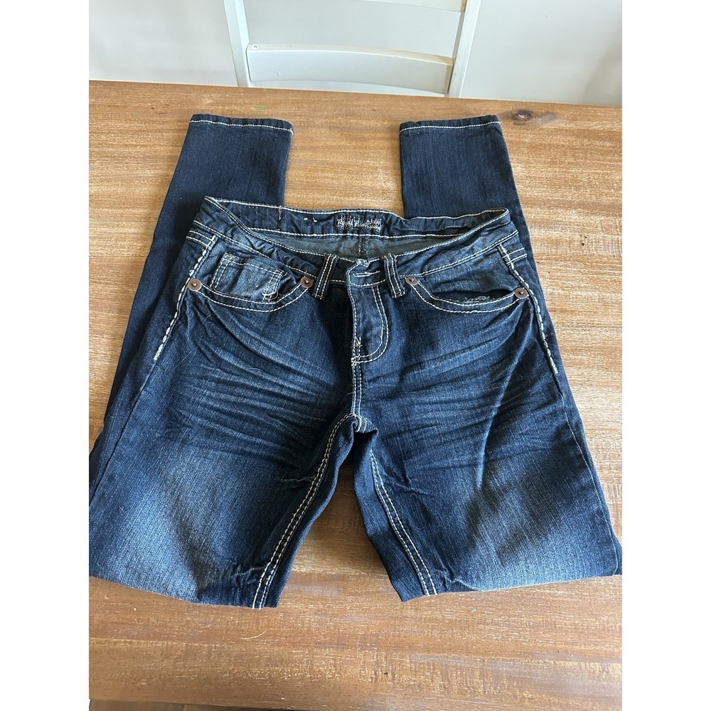 Women's Jeans Royal Blue Size 5x30 Skinny Bootcut Blue Faded Denim